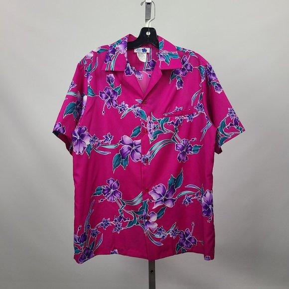 Vintage Other - Hilo Hattie Pink Hawaiian Button Up Shirt Size L